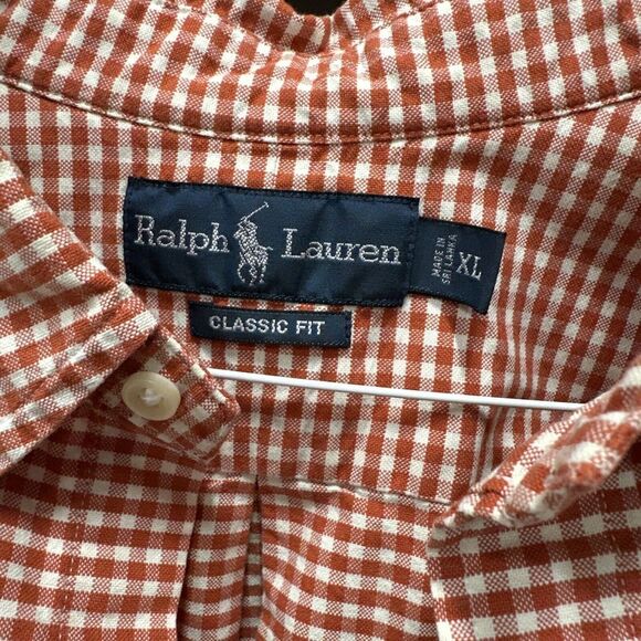 Ralph Lauren Classic Fit Men's Lg Orange‎ Check Long Sleeve Button Down - Picture 3 of 5